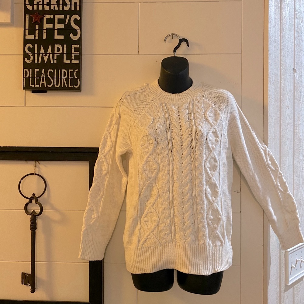 Lucky Brand Women's Cable Knit Crew Neck Sweater